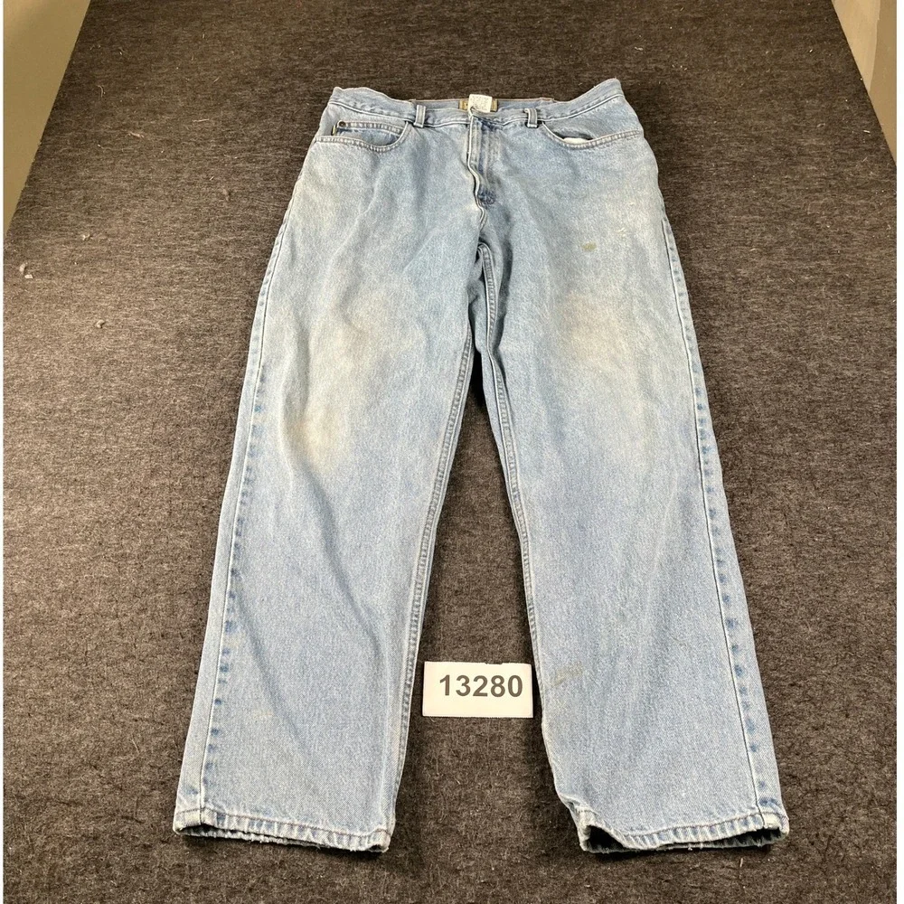L.L. Bean Jeans Mens 36x32 Light Blue Good Relaxed Fit Straight Leg Cotton Denim